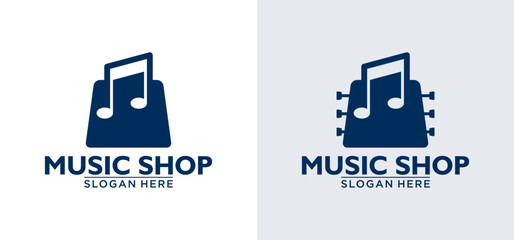 Combination bag of clever logos for music shop musical symbols merge in eye catching designs suitable for branding and marketing materials.
