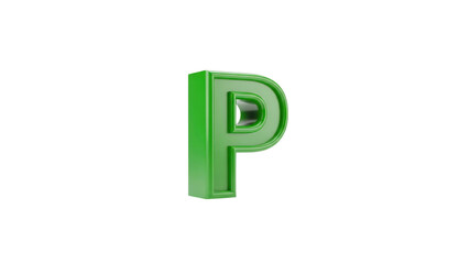Fototapeta premium Green letter P on Transparent Background