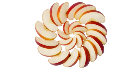 Sliced apples isolated on transparent background