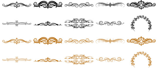 Fototapeta premium Elegant ornamental dividers and decorative flourishes set in vintage style vector