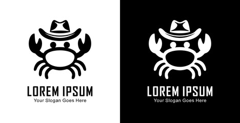Fototapeta premium Logo design in the form of a crab wearing a cowboy hat