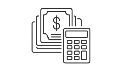 Financial documents and calculator for business expenses and budgeting, Generative AI.