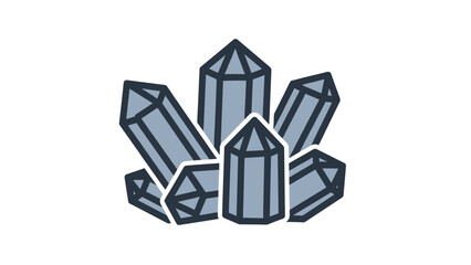 Cluster of grey crystals on white background for wellness and decor, Generative AI.