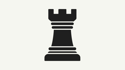 Rook chess piece in black silhouette on white background, Generative AI.