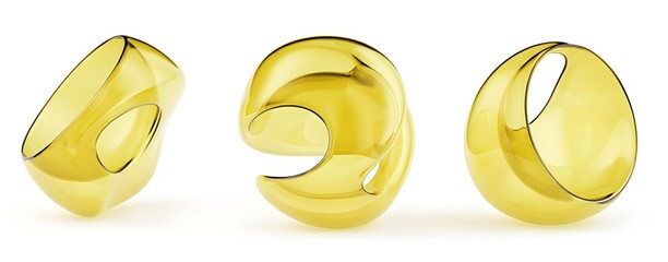 Modern geometric red fluid forms with transparent texture, high quality 3D crystal sculpture collection.