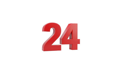 Obraz premium Red number 24 isolated on Transparent Background