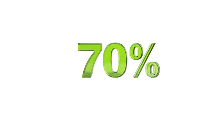 Green 70 Percent Symbol Isolated on Transparent Background