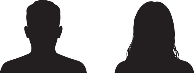 Silhouette portraits of a man and a woman facing forward simple graphic design