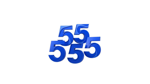 Three blue 555 numbers on Transparent Background