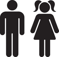 Simple black silhouette icons representing a man and a woman standing side by side
