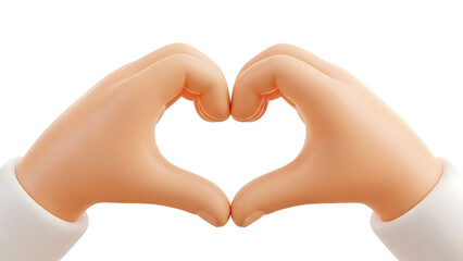 Obraz premium Hands forming a heart shape, symbolizing love, care, and affection on a white background