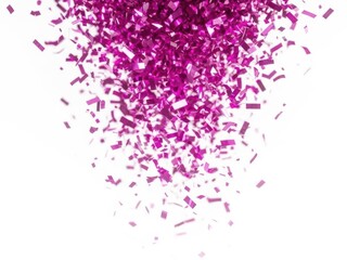 Pink confetti pieces falling from top on isolated white background for celebration
