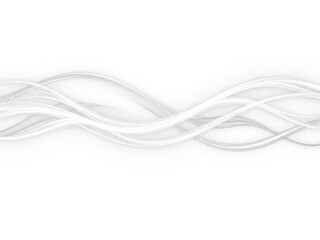 White wavy lines intertwined in a smooth flowing pattern isolated on white background