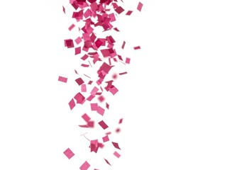 Pink confetti pieces falling down isolated on white background for celebration