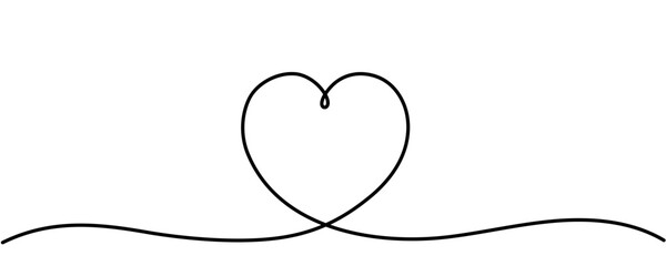 Heart hand drawn. Heart continuous line drawing. Single contour heart for love design. one line art sketch heart. Symbol love. Editable stroke