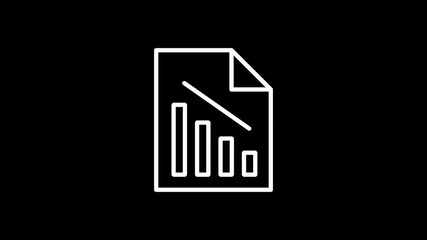 Animated business data report document icon with bar chart graph for financial analysis and statistics concept - Powered by Adobe