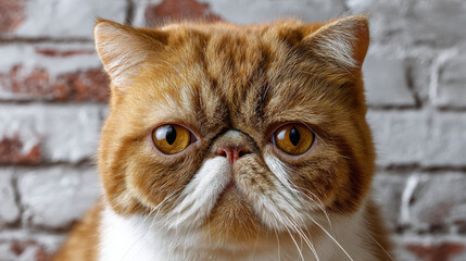 exotic shorthair cat with flat face portrait