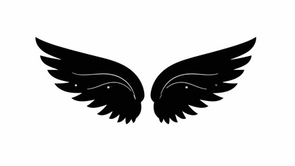 Obraz premium Elegant black angel wings spread against a white background, symbolizing freedom and divinity