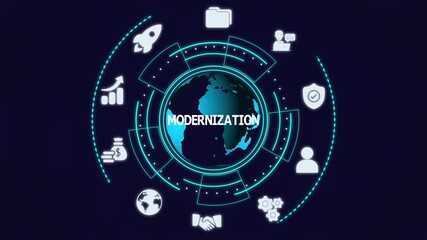 Modernization concept with advanced global digital systems, innovative interface design, data driven transformation, and enterprise technology evolution. - Powered by Adobe