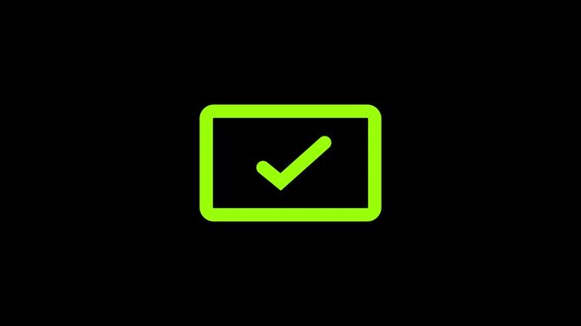 Green checkmark inside a rounded square on a black background
