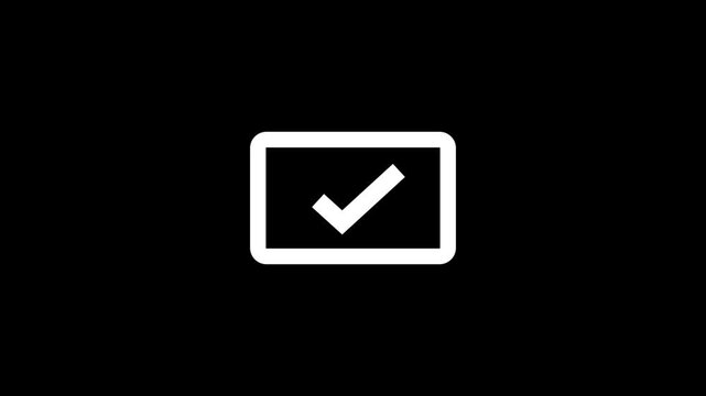 Simple white checkmark inside a rounded rectangle on black background