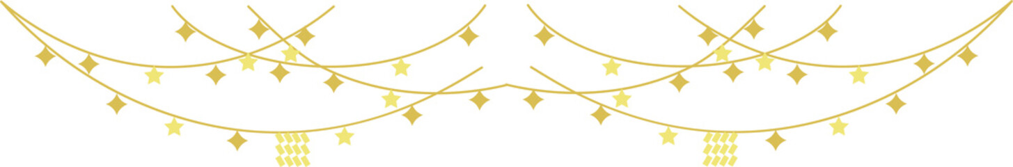 Gold Garland Hanging Decoration Overlay, Minimal Winter Glow, Elegant Festive Background Hanging Gold Garland Metallic Dots Bunting on Transparent Background shiny string lights on transparent 