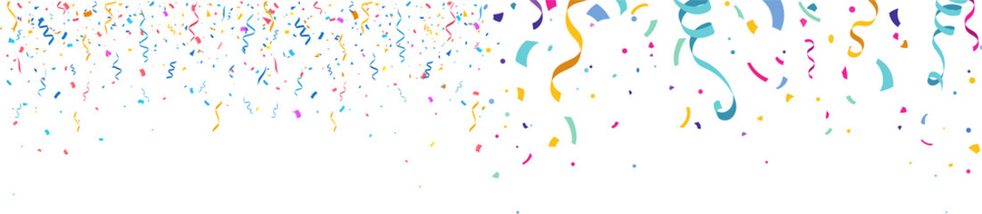 Confetti Serpentine Falling Multicolored confetti falls from the sky. confetti, serpentine, tinsel on a transparent background. Holiday, birthday. Gold confetti celebration.Gold confetti falling