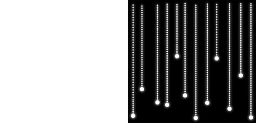 Sparkling Hanging Lights String of glowing warm yellow fairy lights hanging against a dark black background with subtle sparkle effect for festive decoration Warm glowing string lights