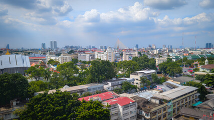View of the city of Bangkok, Thailand, with its architecture that is both modern and more impoverished