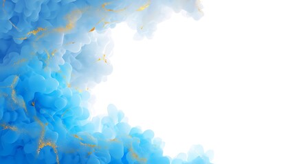 Blue and gold marbled texture with white background  abstract design element