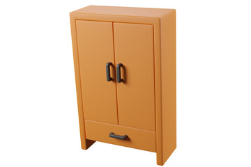 Illustration of a Wooden Wardrobe with Drawer