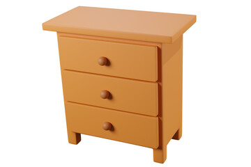 Illustration of a Wooden Three-Drawer Dresser