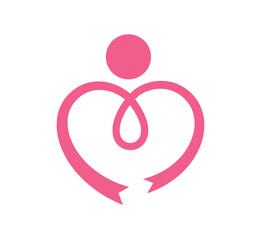 Heart Ribbon Figure Awareness Logo