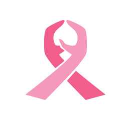 Pink Awareness Ribbon Hands Logo