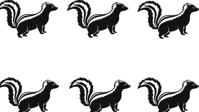 Skunk silhouette vector illustration, black and white animal clipart, wildlife icon set, side profile skunk drawing, nature graphic design, pest artwork