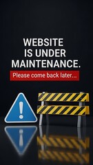 Website under maintenance with warning signs and barricades
