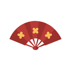 Decorative Chinese fan icon with traditional patterns.