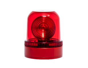 Bright red warning light with rotating beacon and textured base