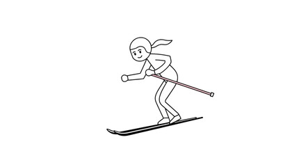 Vector illustration of a cartoon woman athlete performing a winter sport jump on a snowboard with skating and skiing people in action © Joyo