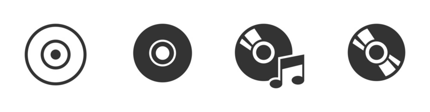 CD or DVD vector icons set. Disc icon