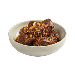 Beef Rendang in a Bowl with Transparent Background