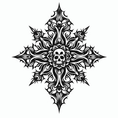 black and white floral ornament