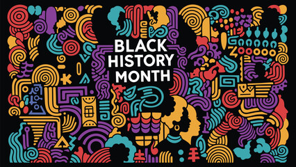 Black History Month Abstract Pattern Set &ndash; Modern African Culture Line Art