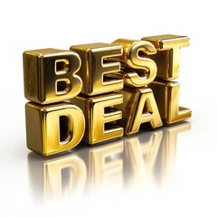 Golden 3D Text: BEST DEAL. Reflective Typography for Sales, Offers, and Business Promotions.
