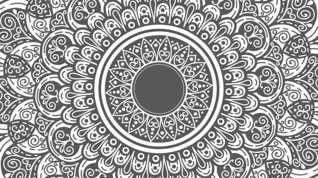 Decorative mandala design. Floral pattern .Ornament of flowers and leaves. Seamless loop footage.