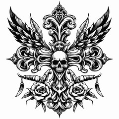 skull and wings