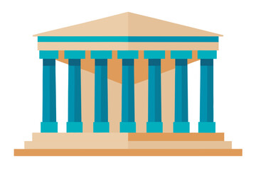 Fototapeta premium Flat Vector Parthenon Ruins Illustration from a Top-Down Aerial Perspective, Archaeological Site Plan