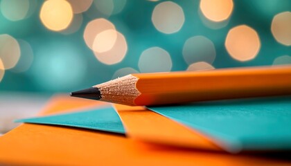 Close-up pencil on colorful papers