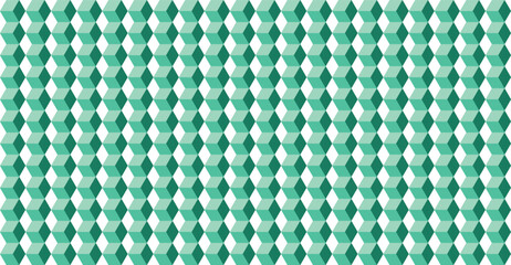 Seamless Isometric Hexagon Pattern Abstract Geometric Background in Teal Green and White