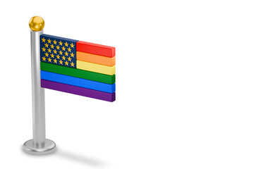 United States gay pride flag on white background